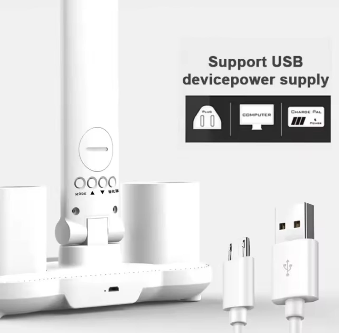 LumiFix™ ClarioDesk – Lampe LED de bureau intelligente 5-en-1 avec horloge & charge USB