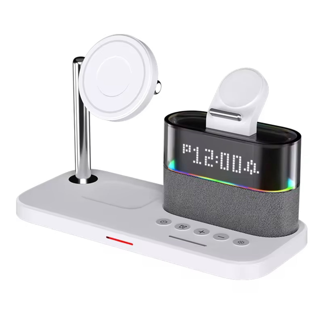 LumiFix™ PulseDock – Chargeur sans fil 5-en-1 avec réveil LED & haut-parleur